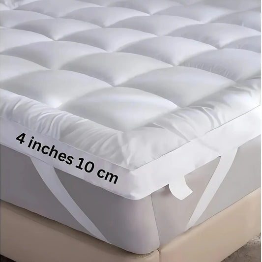 Mattress Topper 4 Inch/10cm 1100 GSM Heavy Fill Super Soft and Fluffy Hand Filled Single Double King Box Stitched