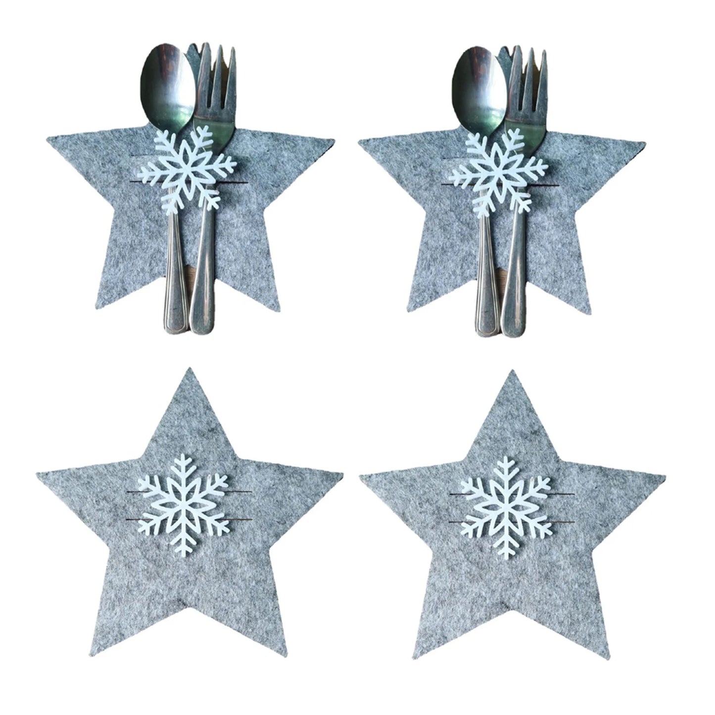 4PCS Christmas Tree Cutlery Bag Unique Exquisite Cutlery Holder Organizer Christmas Table Knife Fork Holder Party Decoration