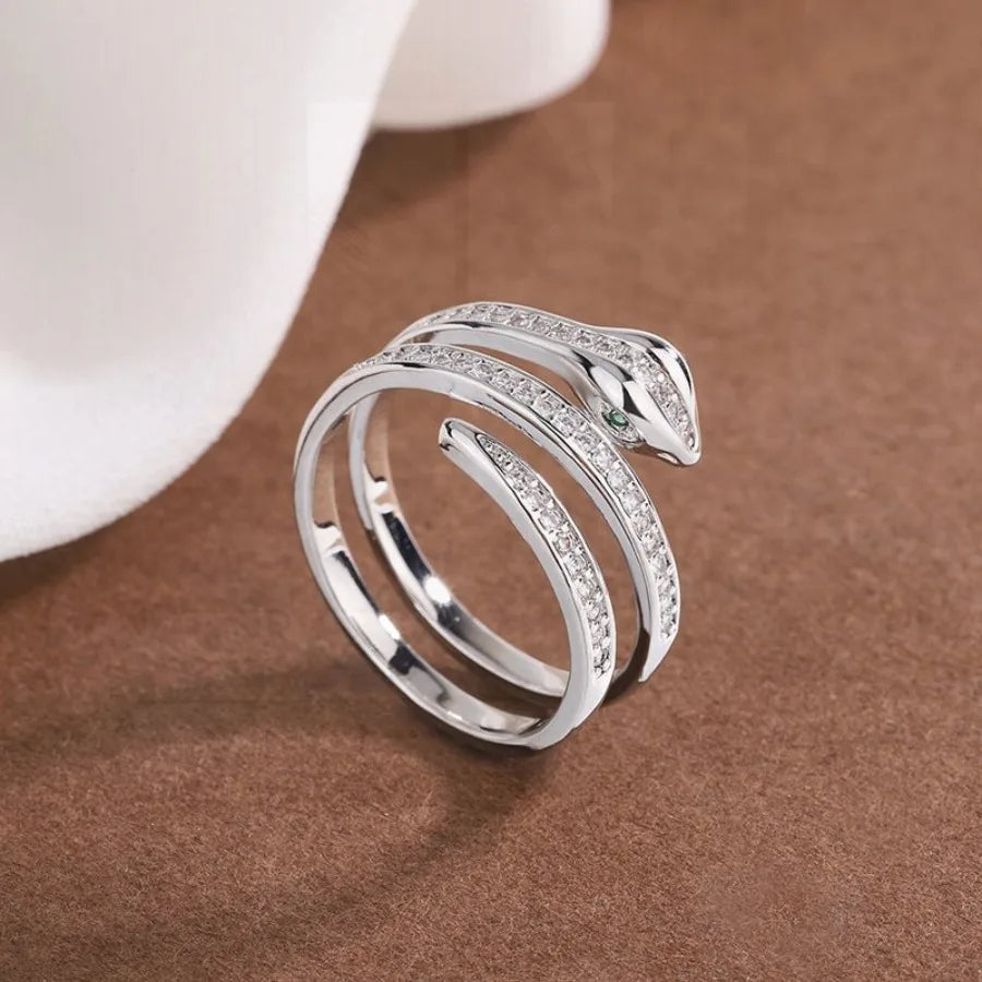 Simple Hip Hop Small Crowd Diamond High Level Snake Ring