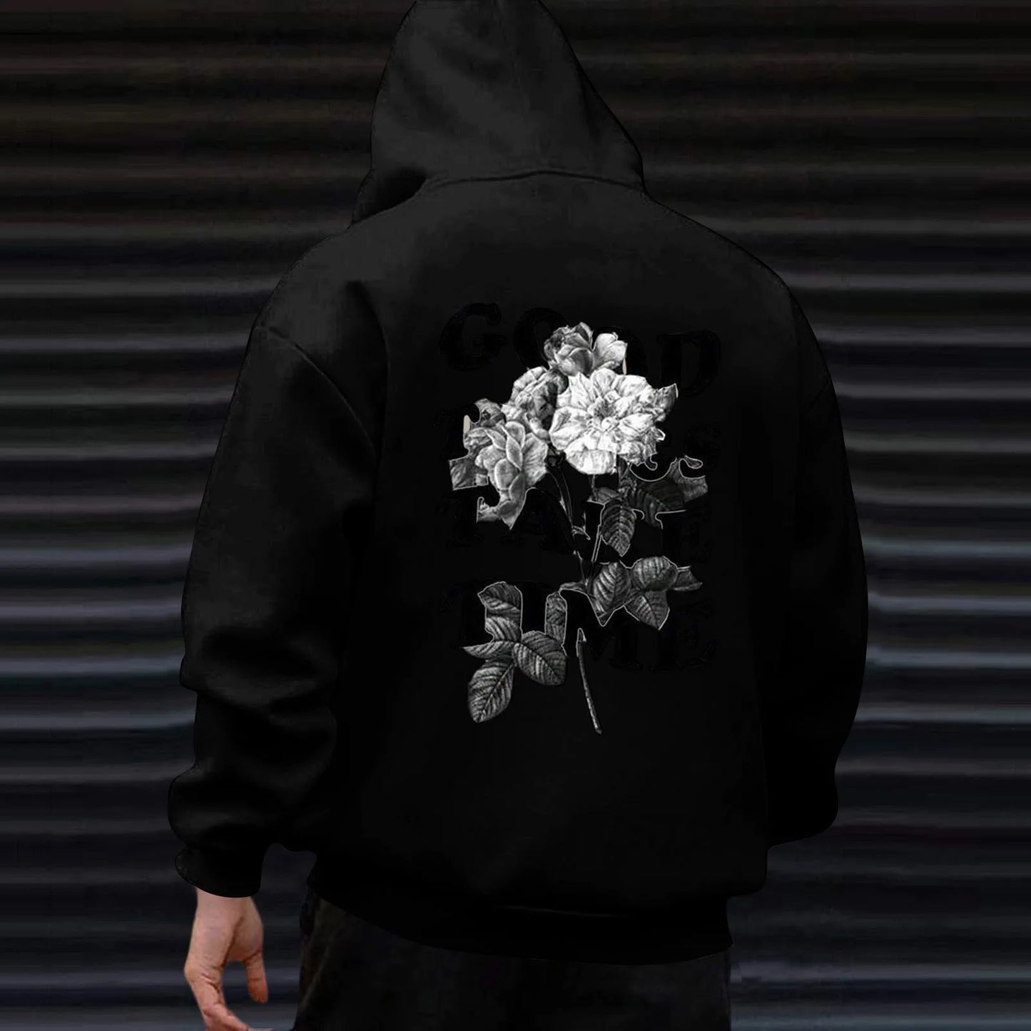 Unisex Fall Harajuku Style Embroidered Streetwear Long Sleeve Baggy Hooded Sweatshirt Fashion Casual Comfy Pullover Hoodies