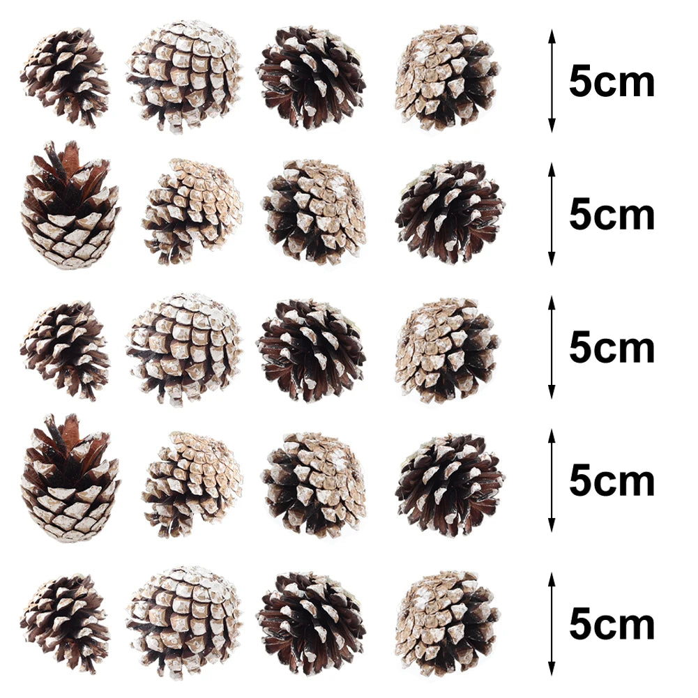 30 Pcs Christmas Decorative Pine Cone Pendants Natural Pine Cone White Paint Dyed Pine Cone Christmas Tree Ornaments