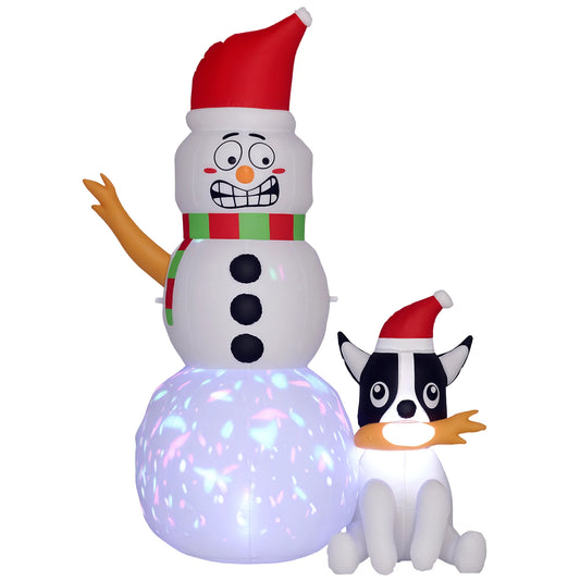 Outsunny 6.2FT Christmas Blow Up Snowman with Dog for Garden Party Outdoor