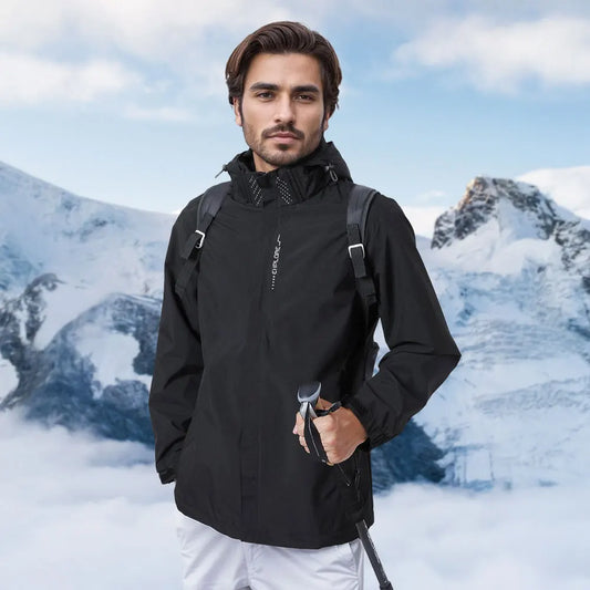 Modishion Hooded Waterproof Men's Jacket Soft Shell Jacket Breathable Outdoor Cycling Coat Mountaineering Clothes