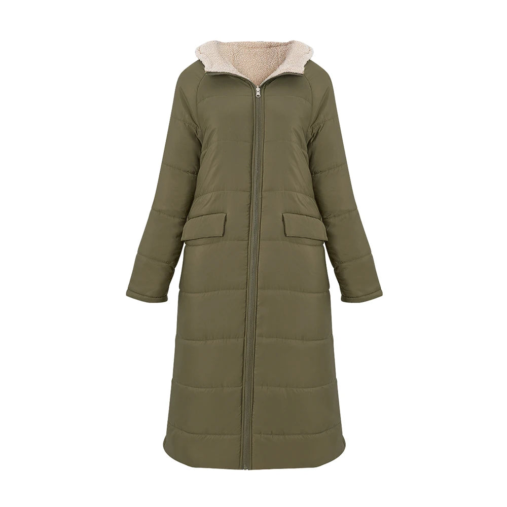 Tieker solid color mid-length hooded cotton coat double-sided women's coat casual winter warm jacket slim cotton coat