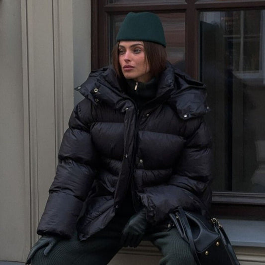 Warm Cotton-Padded Hooded Overcoat