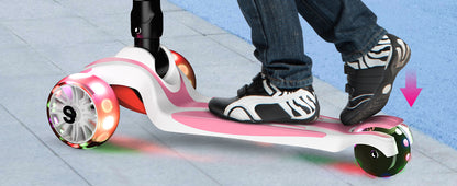 Sejoy Baby Scooter 2-8 Years with LED Wheels Adjustable Height Foldable Design & Dual Modes - Military-Grade Frame