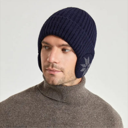 Men's Winter Warm Knitted Woolen Hat with Thickened Design for Outdoor Cycling and Ear Protection