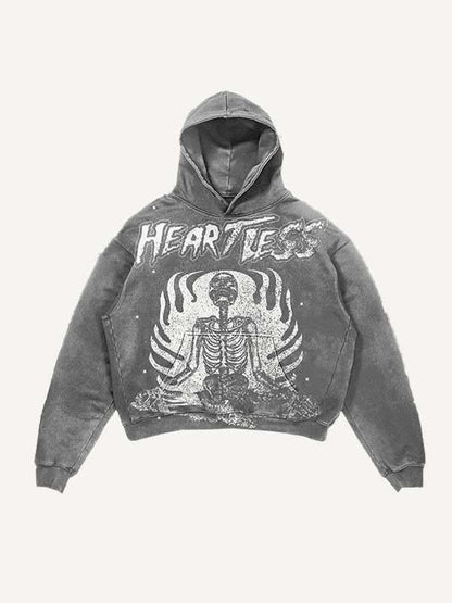 3D Skull Print Colorblock Hoodie