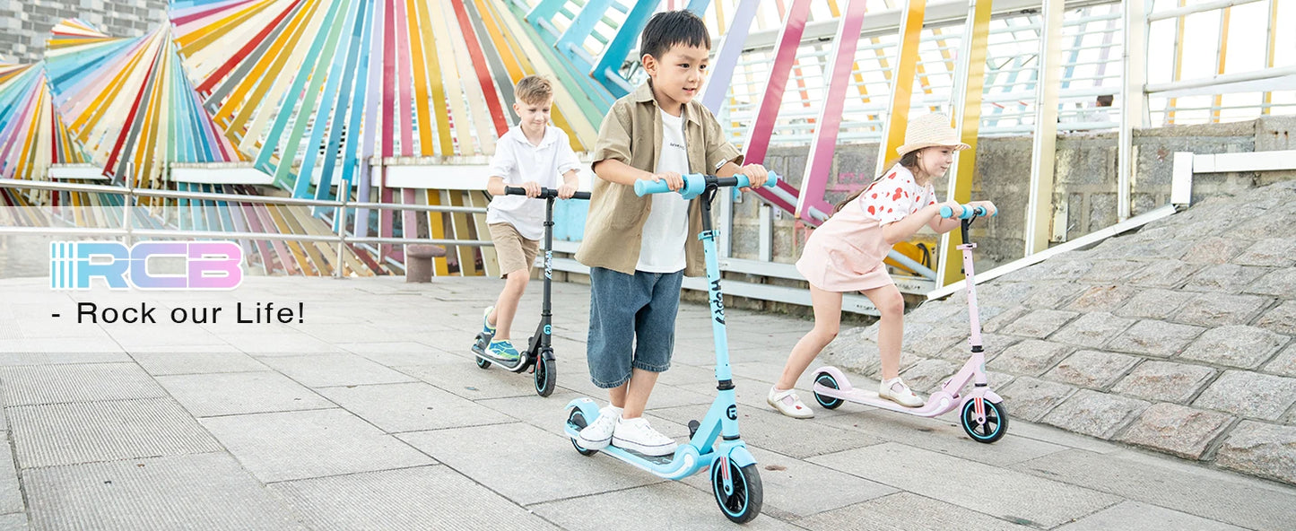 RCB Electric Scooter for Kids Ages 6-12 Years,  Up to 16KM/H & 8KM, LED Display, Colorful LED Lights, Lightweight Kids E Scooter