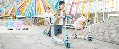 RCB Electric Scooter for Kids Ages 6-12 Years,  Up to 16KM/H & 8KM, LED Display, Colorful LED Lights, Lightweight Kids E Scooter