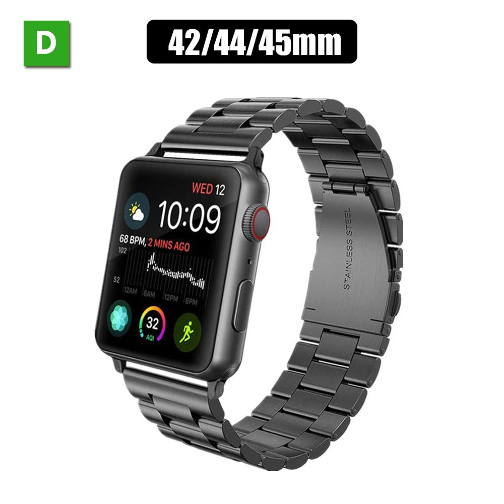 3PCS Stainless Steel Watch Band Metal Strap For Apple iWatch Series 9 8 7 6 SE 5 4 3