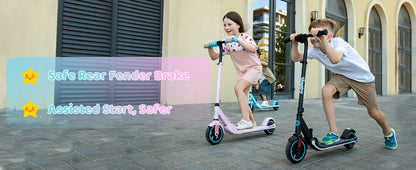 RCB Electric Scooter for Kids Ages 6-12 Years,  Up to 16KM/H & 8KM, LED Display, Colorful LED Lights, Lightweight Kids E Scooter