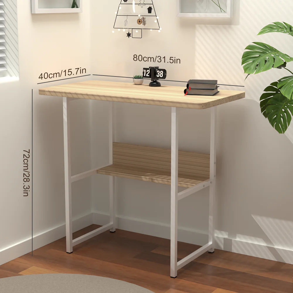 Compact Computer Desk with Storage Shelf Saving Writing Table for Home Office, Gaming, Small Spaces - Black/Oak or White,