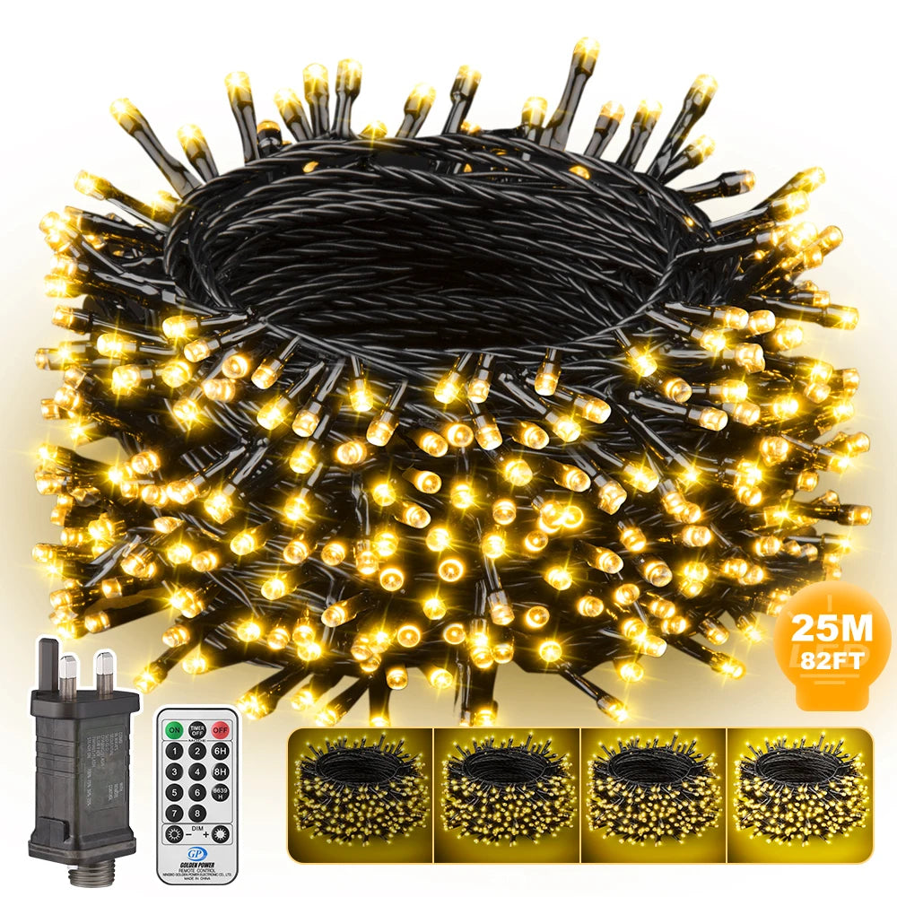 Fairy LED String Lights, 25M/82FT Decorative Lights With Remote Control 8 Modes Lights for Christmas Wedding Party Garden Decor