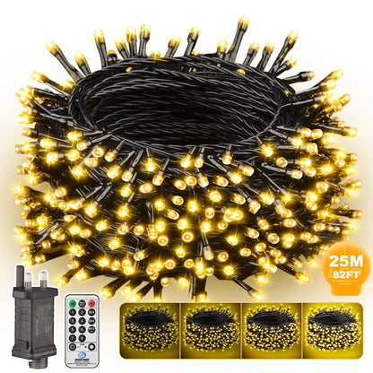 Fairy LED String Lights, 25M/82FT Decorative Lights With Remote Control 8 Modes Lights for Christmas Wedding Party Garden Decor