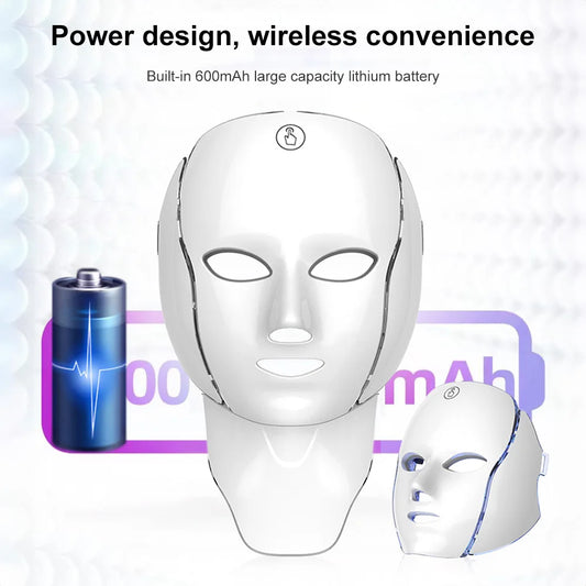 7-Color LED Facial Mask Anti Aging Tightening Red Light Facial Rejuvenation LED Beauty Mask Skin Tighten Skin Care Tool