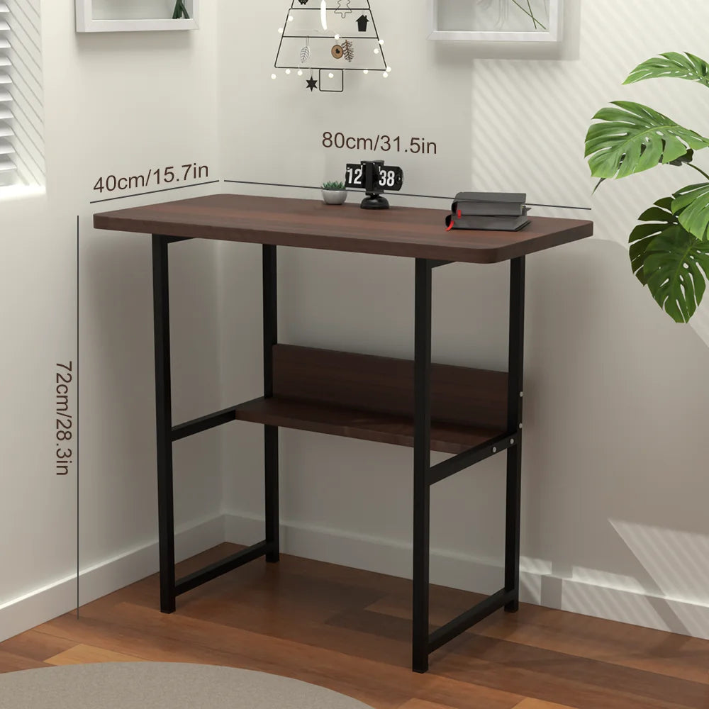 Compact Computer Desk with Storage Shelf Saving Writing Table for Home Office, Gaming, Small Spaces - Black/Oak or White,