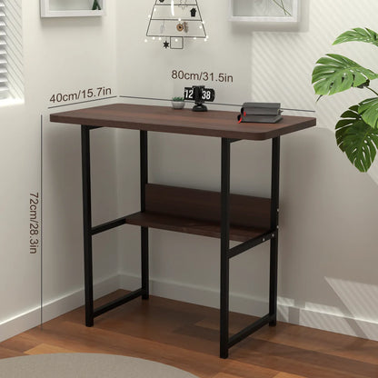 Compact Computer Desk with Storage Shelf Saving Writing Table for Home Office, Gaming, Small Spaces - Black/Oak or White,