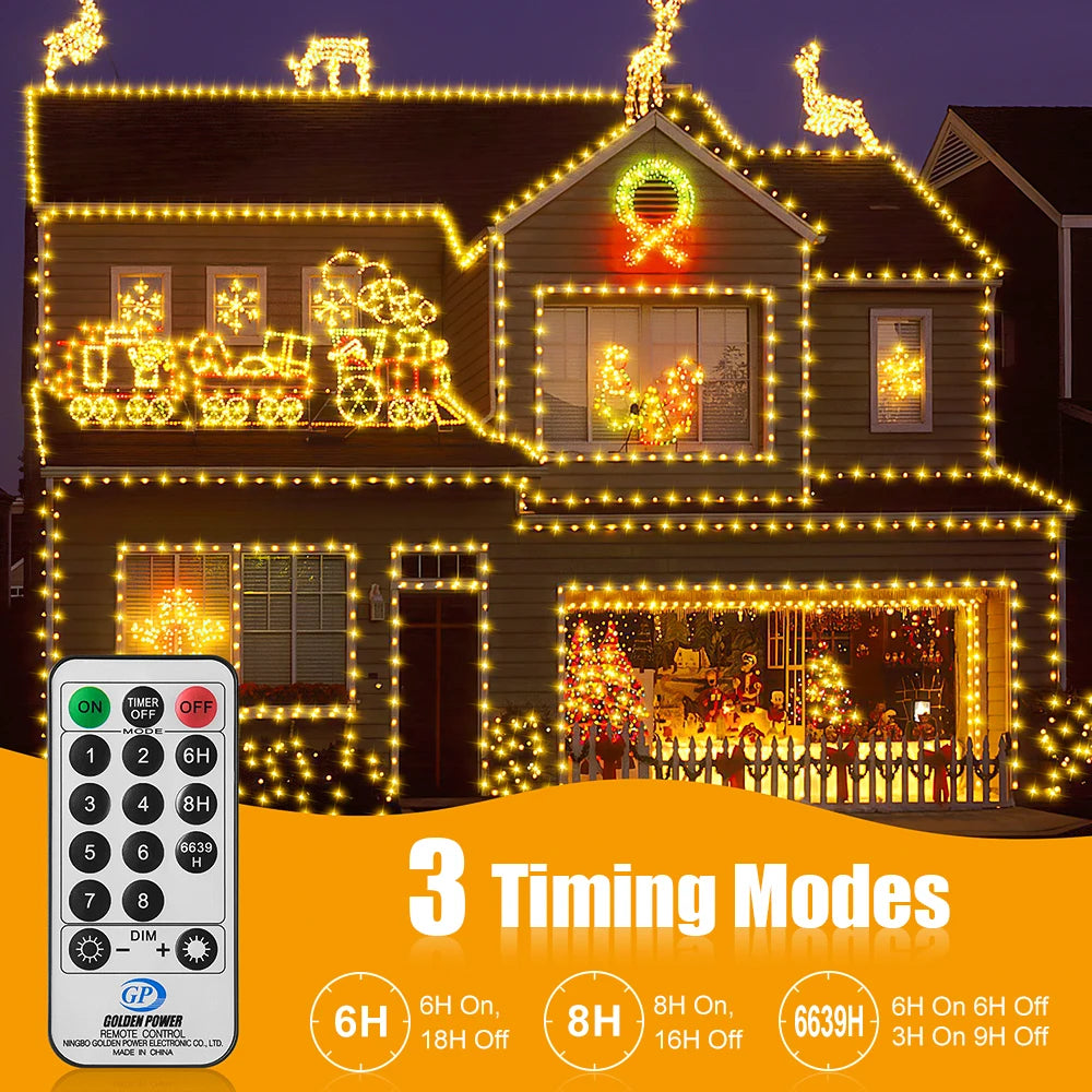 Fairy LED String Lights, 25M/82FT Decorative Lights With Remote Control 8 Modes Lights for Christmas Wedding Party Garden Decor