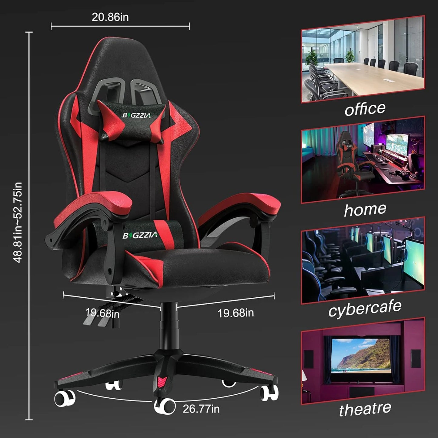 Gaming Chair Office Chair Desk Chair Swivel Heavy Duty Chair Ergonomic Design with Cushion and Reclining Back Support