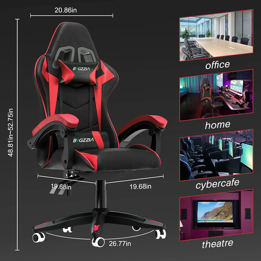Gaming Chair Office Chair Desk Chair Swivel Heavy Duty Chair Ergonomic Design with Cushion and Reclining Back Support