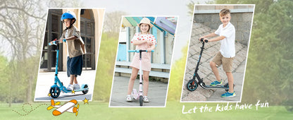 RCB Electric Scooter for Kids Ages 6-12 Years,  Up to 16KM/H & 8KM, LED Display, Colorful LED Lights, Lightweight Kids E Scooter