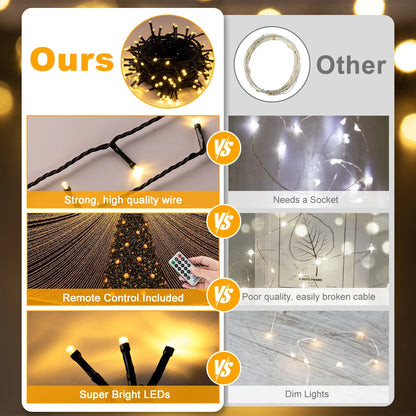 Fairy LED String Lights, 25M/82FT Decorative Lights With Remote Control 8 Modes Lights for Christmas Wedding Party Garden Decor