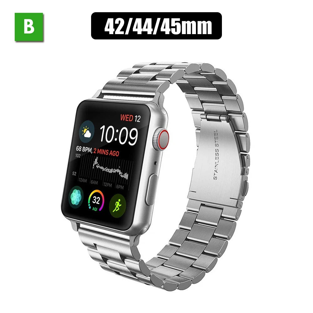 Stainless Steel Watch Band Metal Strap For Apple iWatch Series 9 8 7 6 SE 5 4 3