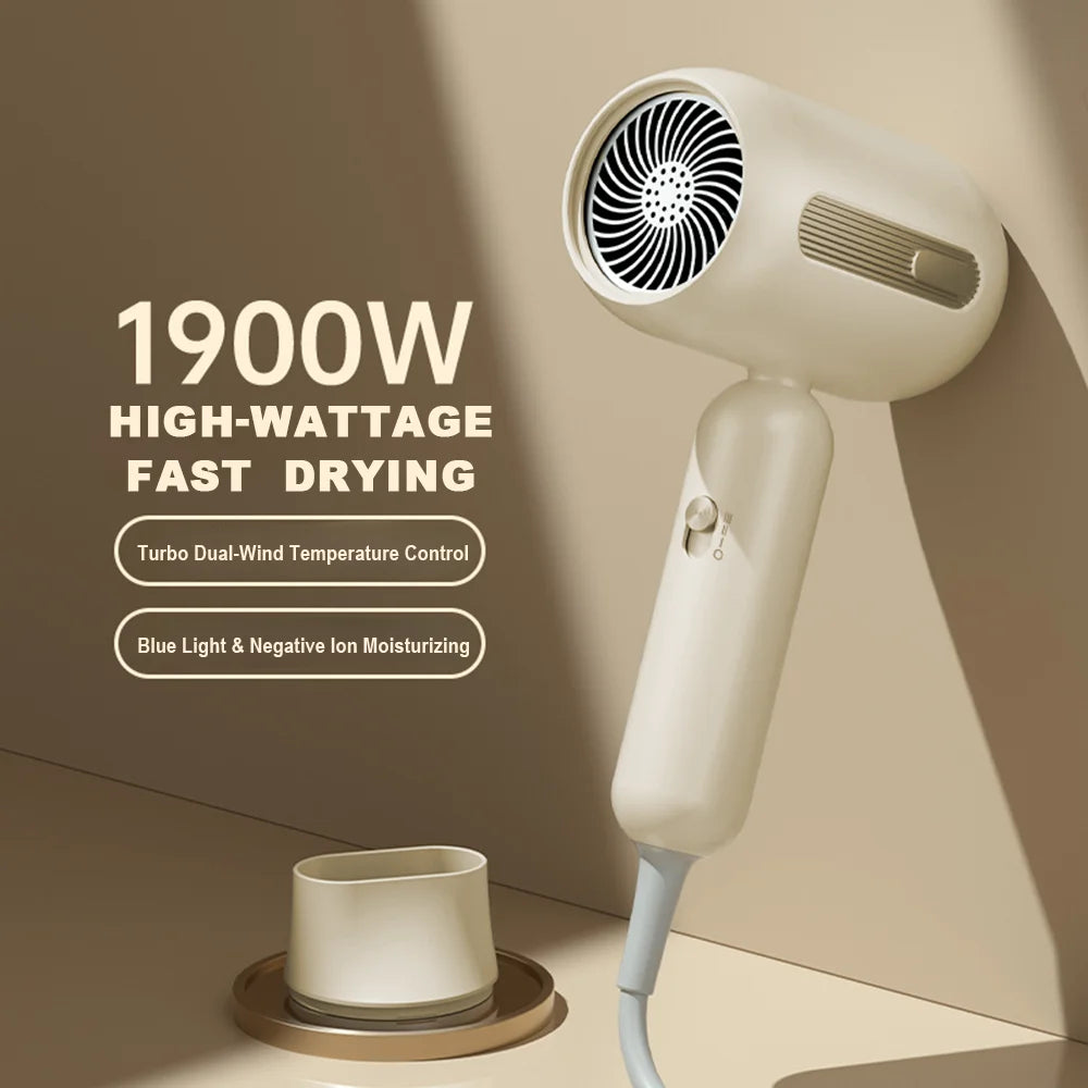 Portable Hair Dryer Hot Cold Wind Hair Care Quick Dry Professional Hairdryer Negative Lonic 1900W 3th Gear Household Blow Dryer