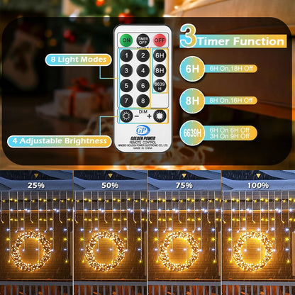 15m Holiday Fairy String Lights Christmas DIY LED Decorative Light With Remote Control for Indoor Outdoor Patio Party Home Decor