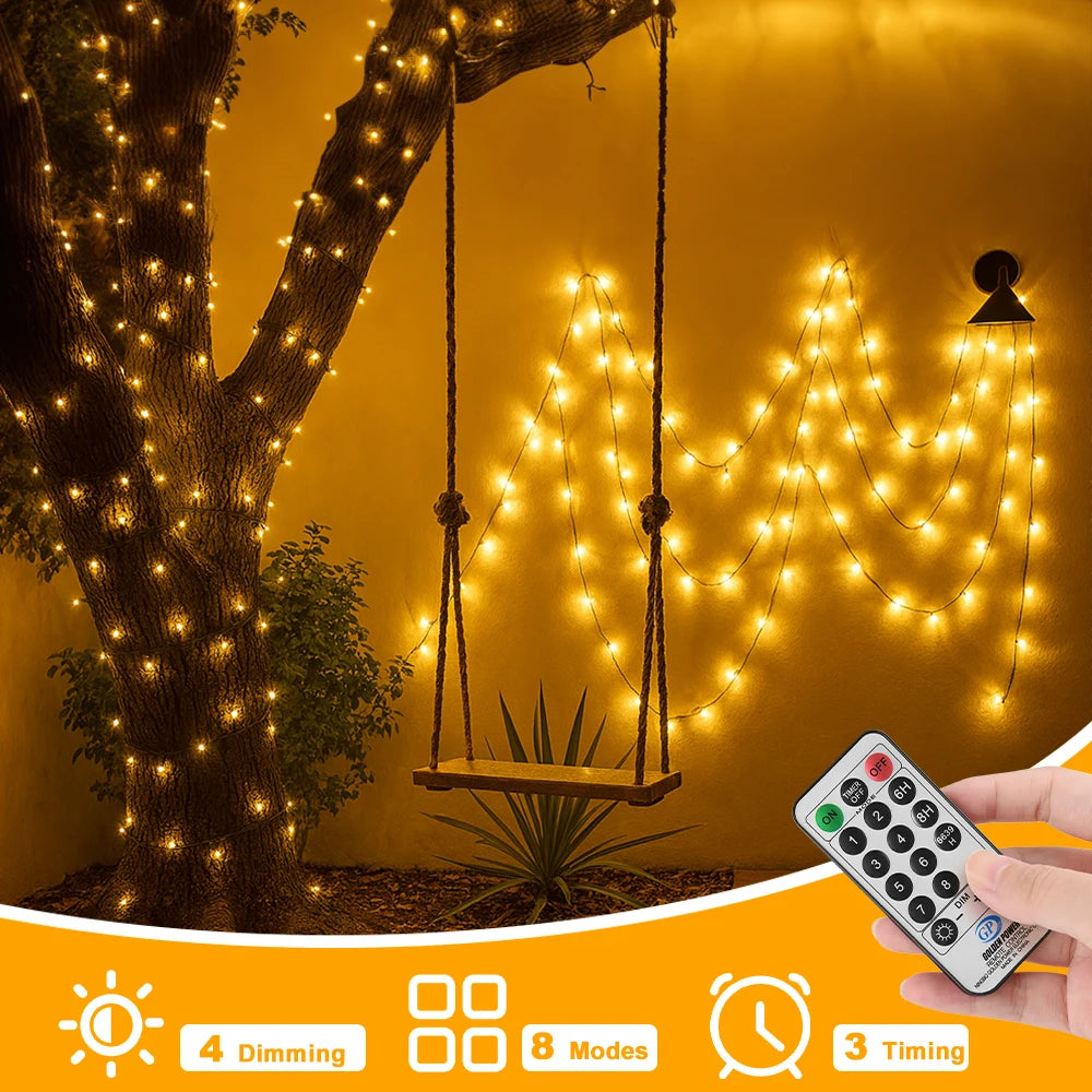 Fairy LED String Lights, 25M/82FT Decorative Lights With Remote Control 8 Modes Lights for Christmas Wedding Party Garden Decor