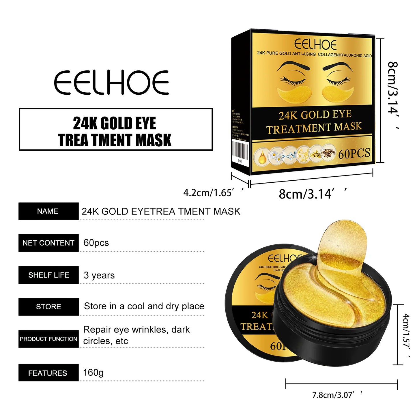 EELHOE Eye Treatment Mask Eye Mask Patch Gently Moisturizes and Nourishes Tender and Smooth Skin Around The Eyes Soft Hydrating