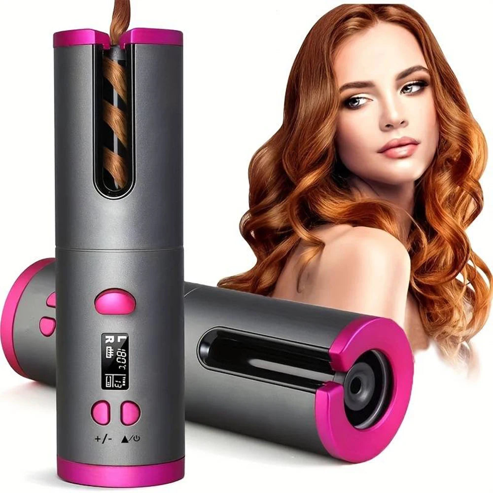 Automatic Curling Iron Portable Hair Straightener Electric Styling Rotating Anti-Flame Design Professional Hair Curler USB Charg