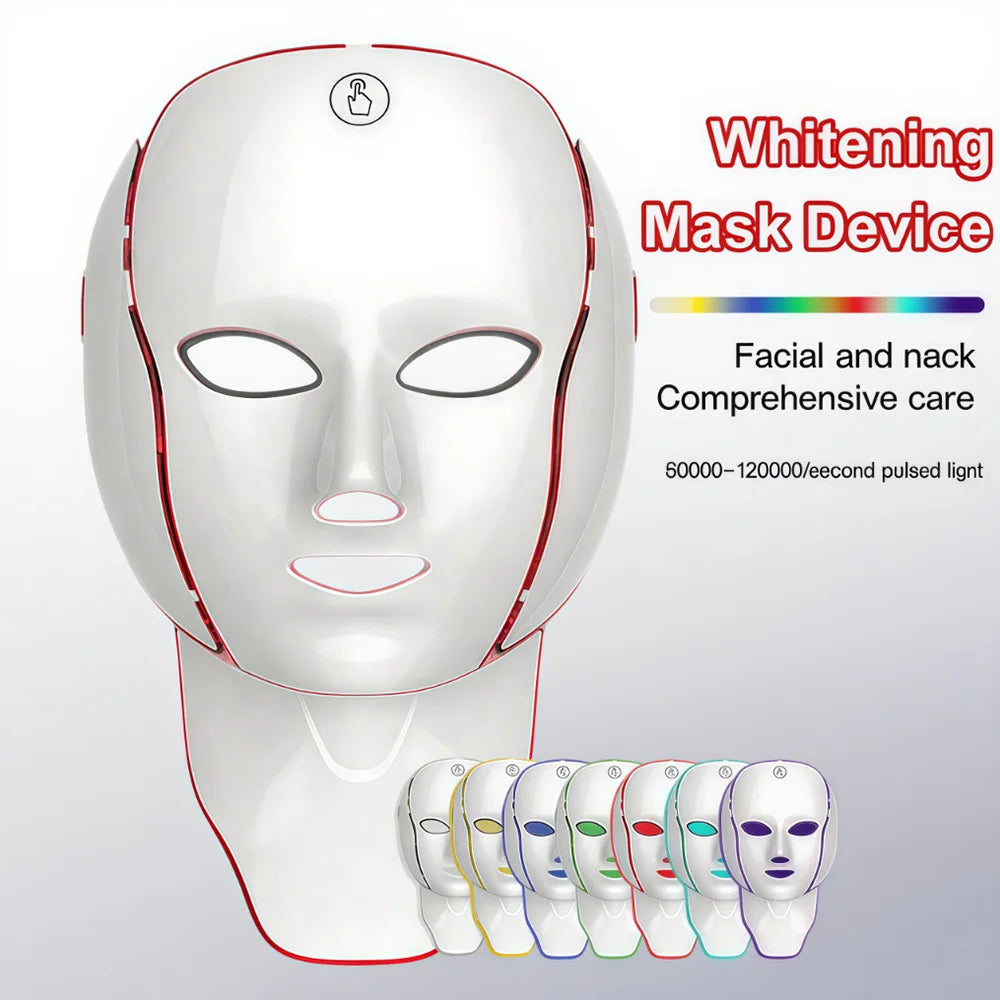 7-Color LED Facial Mask Anti Aging Tightening Red Light Facial Rejuvenation LED Beauty Mask Skin Tighten Skin Care Tool