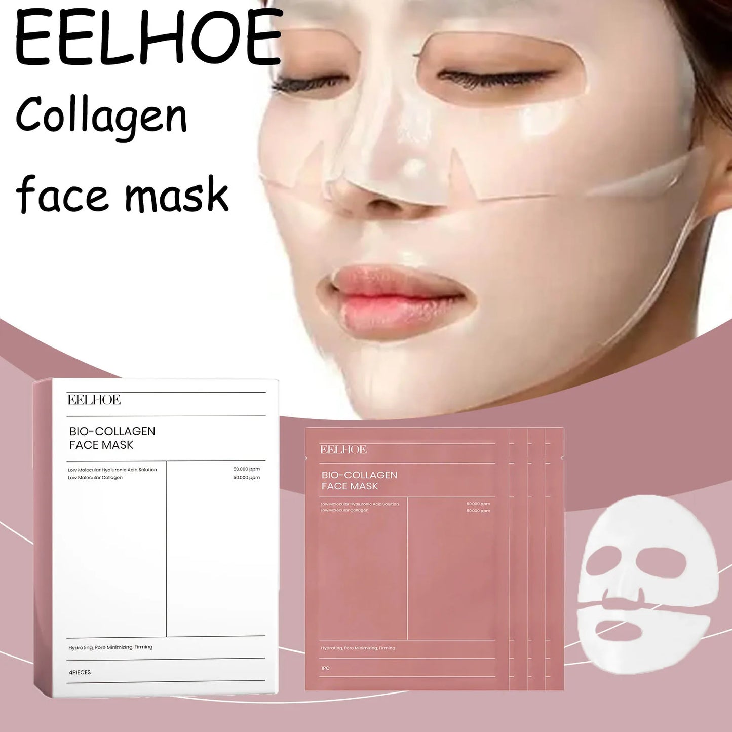 EELHOE Collagen Face Mask Moisturizing Enhance Skin Elasticity Glowing Improve Skin Texture Nourishing Hydrating Facial Mask