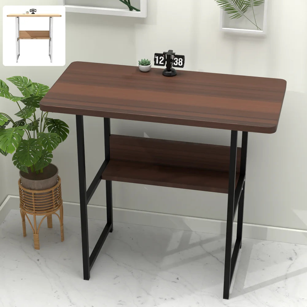 Compact Computer Desk with Storage Shelf Saving Writing Table for Home Office, Gaming, Small Spaces - Black/Oak or White,