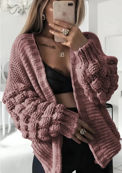 Bubble Sleeves Stylish  Knitted Cardigan  ONE SIZE UK8-14 WOMENWEAR LADIES