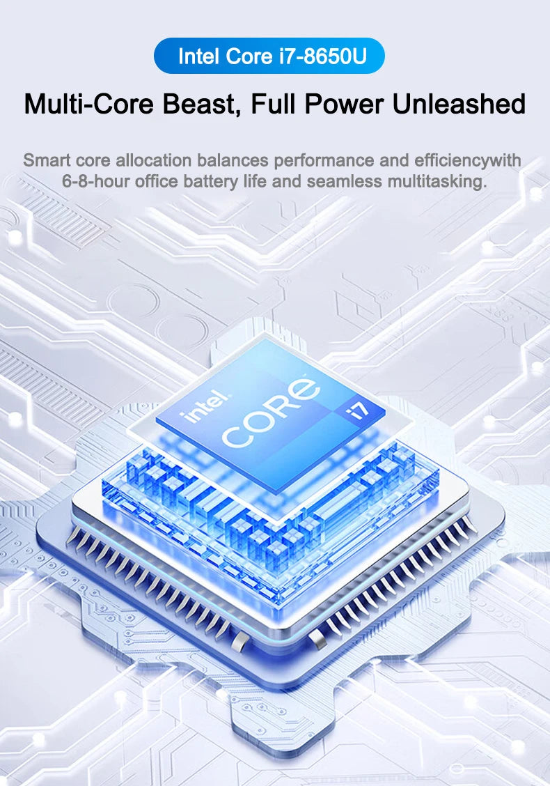 Ultra Slim Laptop Intel Core I7 8650U 14.1 Inch 32GB RAM 2TB SSD Gaming PC for Office Study Windows 11 pro