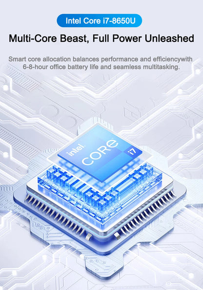 Ultra Slim Laptop Intel Core I7 8650U 14.1 Inch 32GB RAM 2TB SSD Gaming PC for Office Study Windows 11 pro