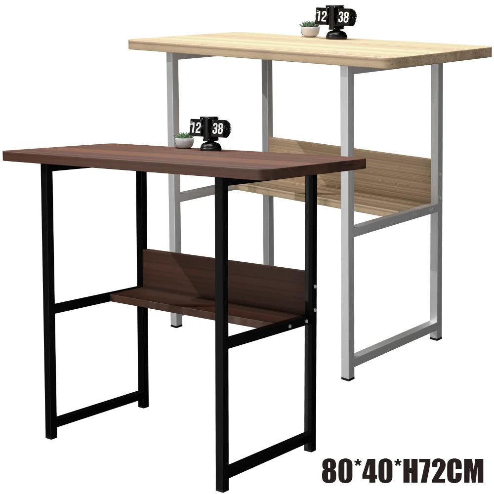 Compact Computer Desk with Storage Shelf Saving Writing Table for Home Office, Gaming, Small Spaces - Black/Oak or White,
