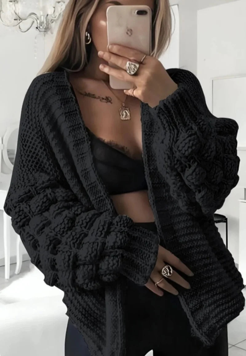 Bubble Sleeves Stylish  Knitted Cardigan  ONE SIZE UK8-14 WOMENWEAR LADIES