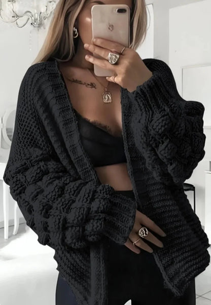 Bubble Sleeves Stylish  Knitted Cardigan  ONE SIZE UK8-14 WOMENWEAR LADIES