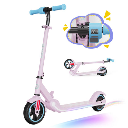 RCB Electric Scooter for Kids Ages 6-12 Years,  Up to 16KM/H & 8KM, LED Display, Colorful LED Lights, Lightweight Kids E Scooter