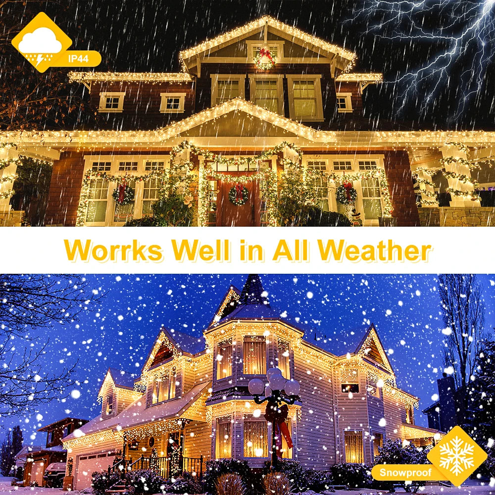 15M LED String Lights Curtain Icicle Light Fairy Decoration Holiday Garland Lamp For Home Garden Christmas Party New Year Street