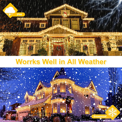 15M LED String Lights Curtain Icicle Light Fairy Decoration Holiday Garland Lamp For Home Garden Christmas Party New Year Street