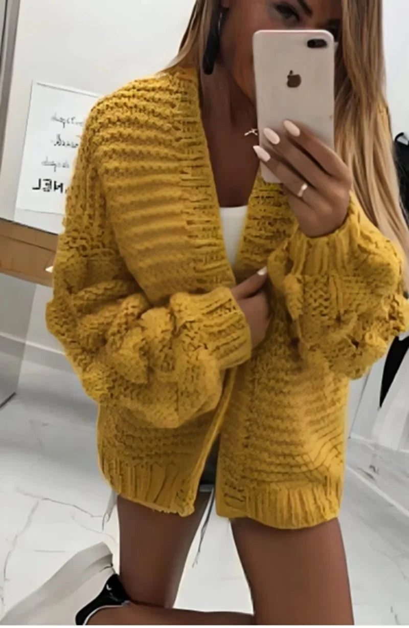 Bubble Sleeves Stylish  Knitted Cardigan  ONE SIZE UK8-14 WOMENWEAR LADIES