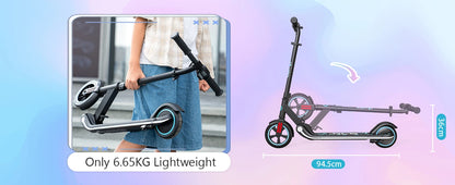 RCB Electric Scooter for Kids Ages 6-12 Years,  Up to 16KM/H & 8KM, LED Display, Colorful LED Lights, Lightweight Kids E Scooter