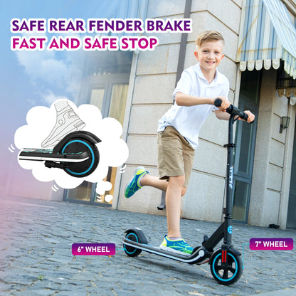 RCB Electric Scooter for Kids Ages 6-12 Years,  Up to 16KM/H & 8KM, LED Display, Colorful LED Lights, Lightweight Kids E Scooter