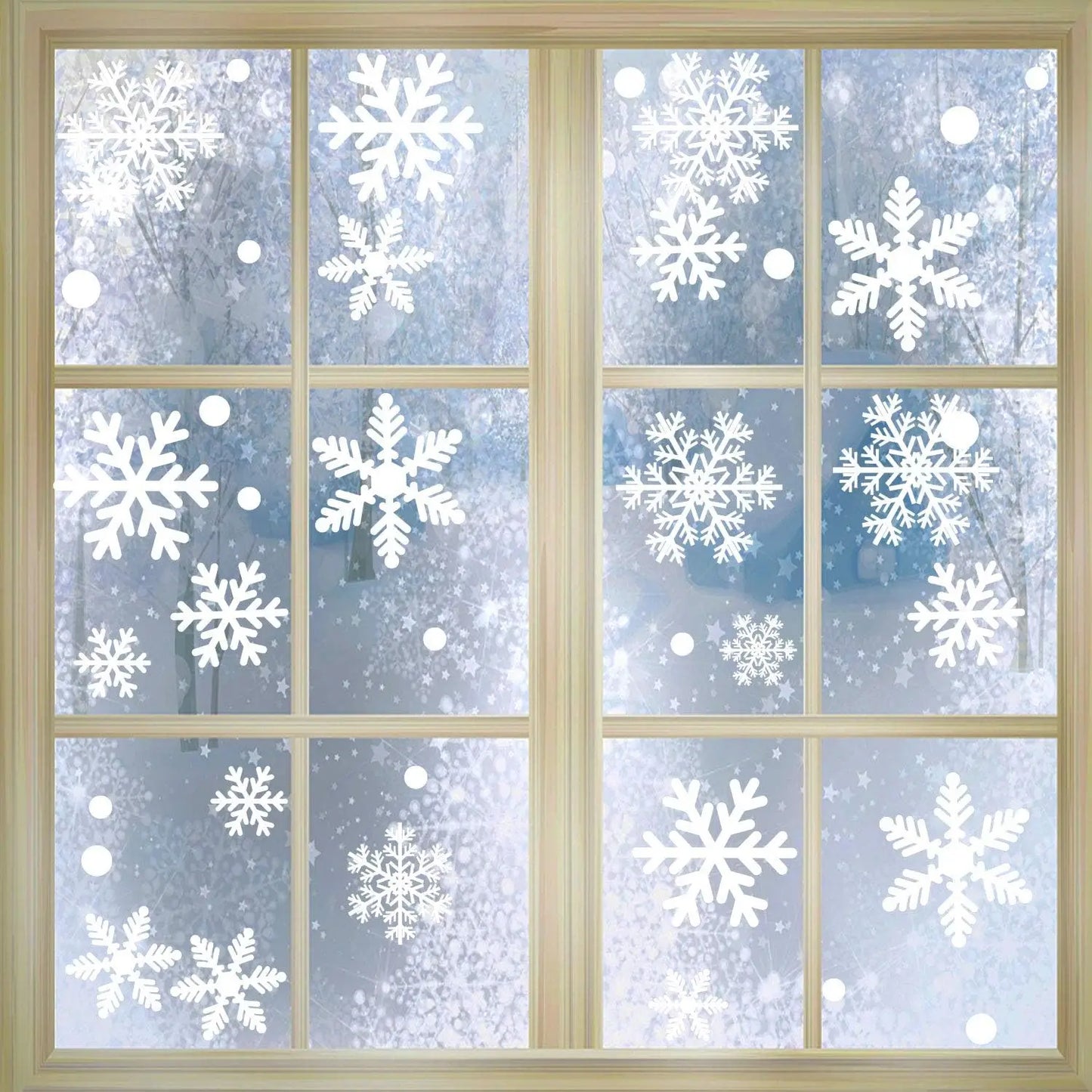 270 pcs White Snowflakes Window Clings Decal Stickers Christmas Winter Wonderland Decorations Ornaments Party Supplies-Original