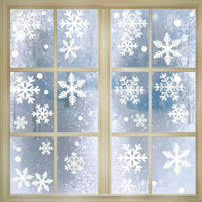 270 pcs White Snowflakes Window Clings Decal Stickers Christmas Winter Wonderland Decorations Ornaments Party Supplies-Original